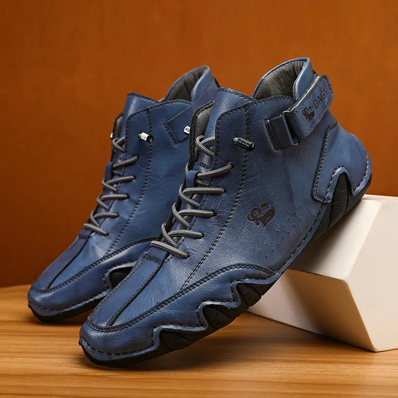 Unisex Handmade Suede Velcro Waterproof High Boots