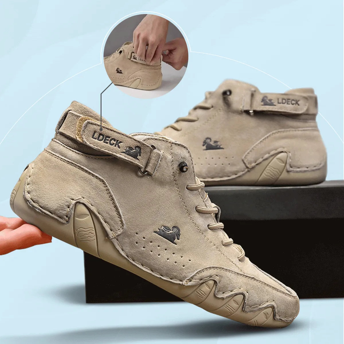 Unisex Handmade Suede Velcro Waterproof High Boots