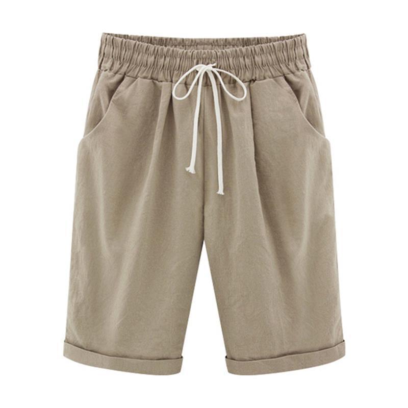 Women's Elastic Waist Casual Comfy Beach Shorts with Pockets