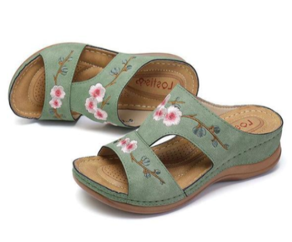 Premium Flower Embroidered Orthopedic Wedge Sandals