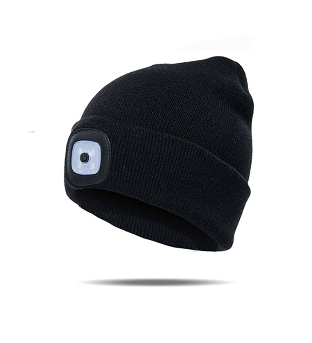 Outdoor Camping Hiking Button Battery Models LED Lights Knitted Cap