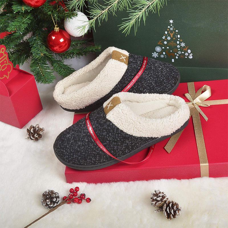 Men Winter Warm Non-slip Knitted Cotton Plush Slippers