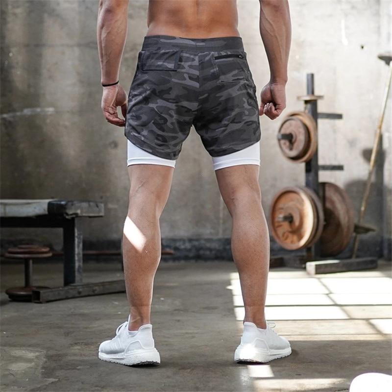Mens 3 in 1 Workout Shorts - Quick Dry with Phone & Towel Holder