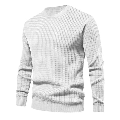 Men's Casual Knitted Plaid Crew Neck Sweater