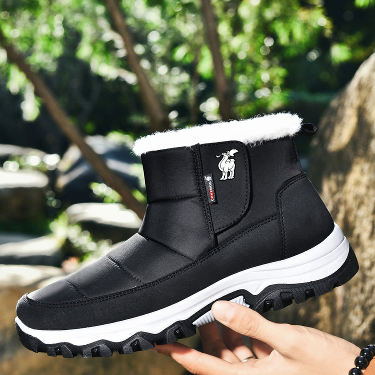 CANEMON 2135 black fleece-lined ankle boot lifestyle view