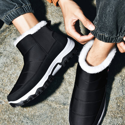 CANEMON 2135 black fleece-lined ankle boots top view