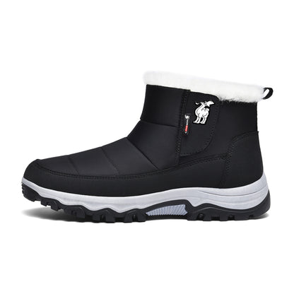 CANEMON 2135 men's black fleece-lined pull-on winter ankle boot side view