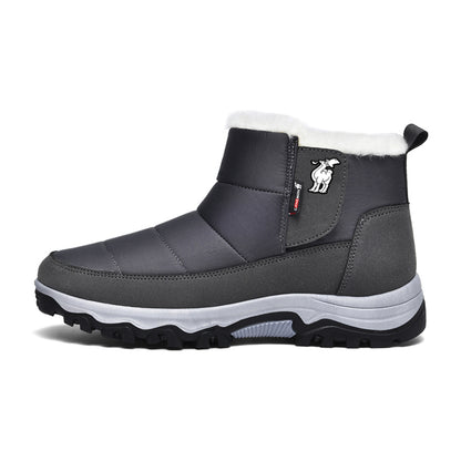 CANEMON 2135 men's gray fleece-lined pull-on winter ankle boot side view