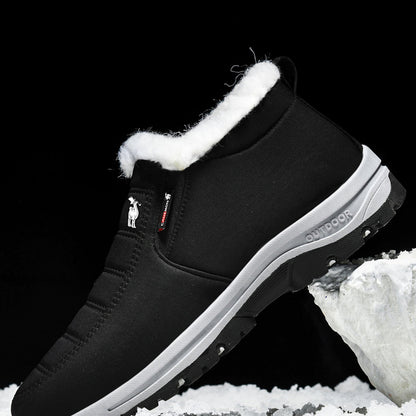 CANEMON 2139 men's fleece-lined slip-on winter ankle shoe Black view 2