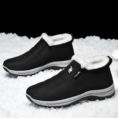 CANEMON 2139 men's fleece-lined slip-on winter ankle shoe Black view 3