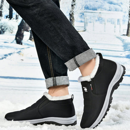 CANEMON 2139 men's fleece-lined slip-on winter ankle shoe Black view 8
