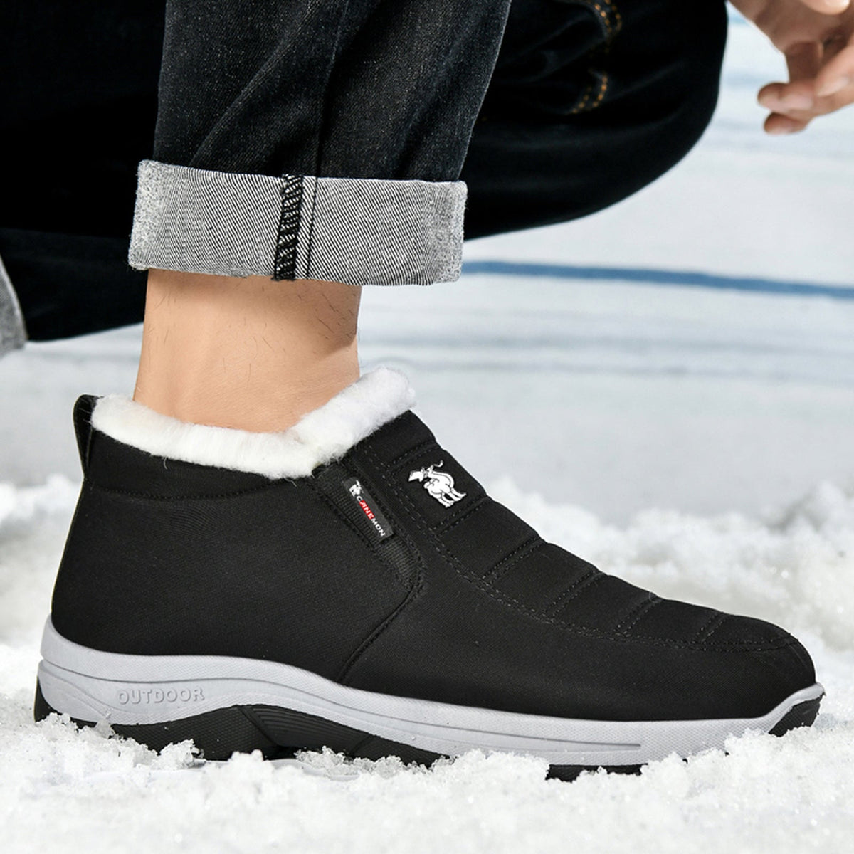 CANEMON 2139 men's fleece-lined slip-on winter ankle shoe Black view 9