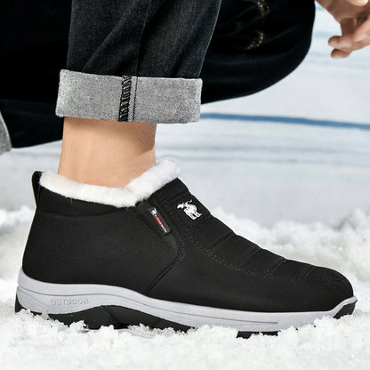 CANEMON 2139 men's fleece-lined slip-on winter ankle shoe Black view 9