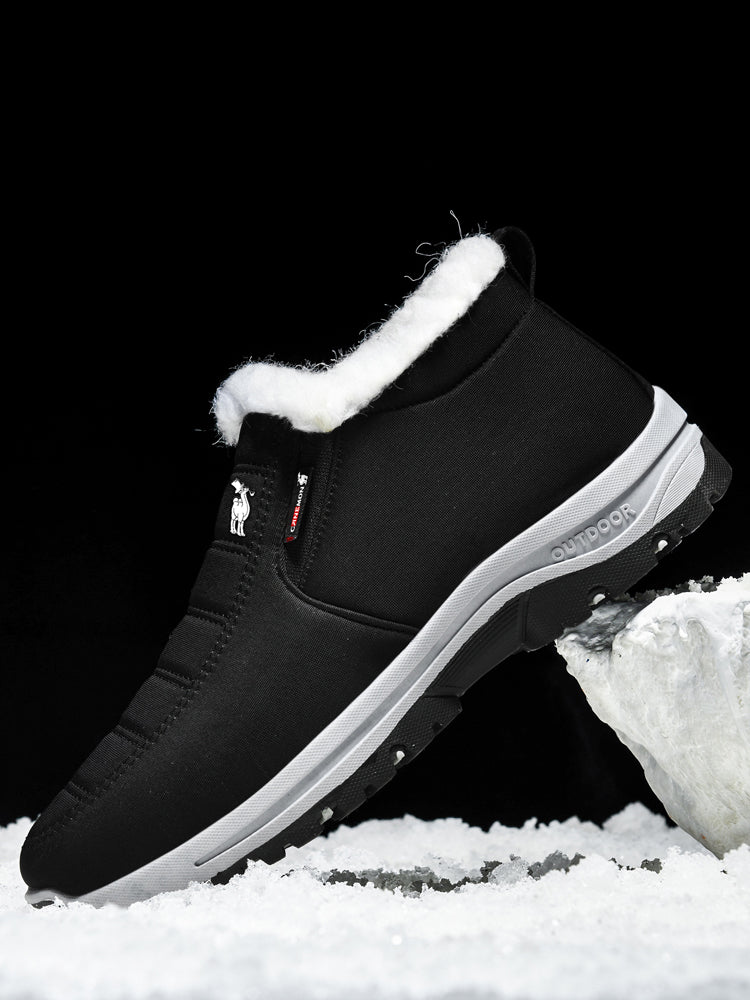 CANEMON 2139 men's fleece-lined winter ankle shoes Black view 2