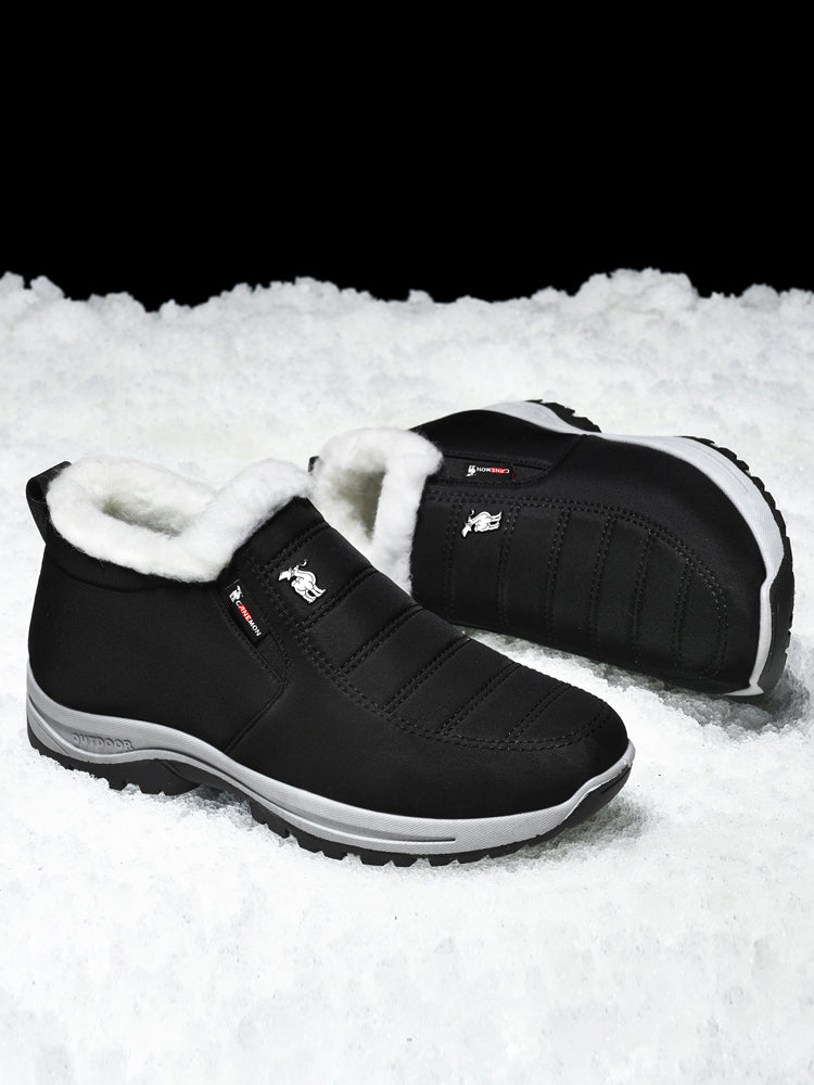 CANEMON 2139 men's fleece-lined winter ankle shoes Black view 4
