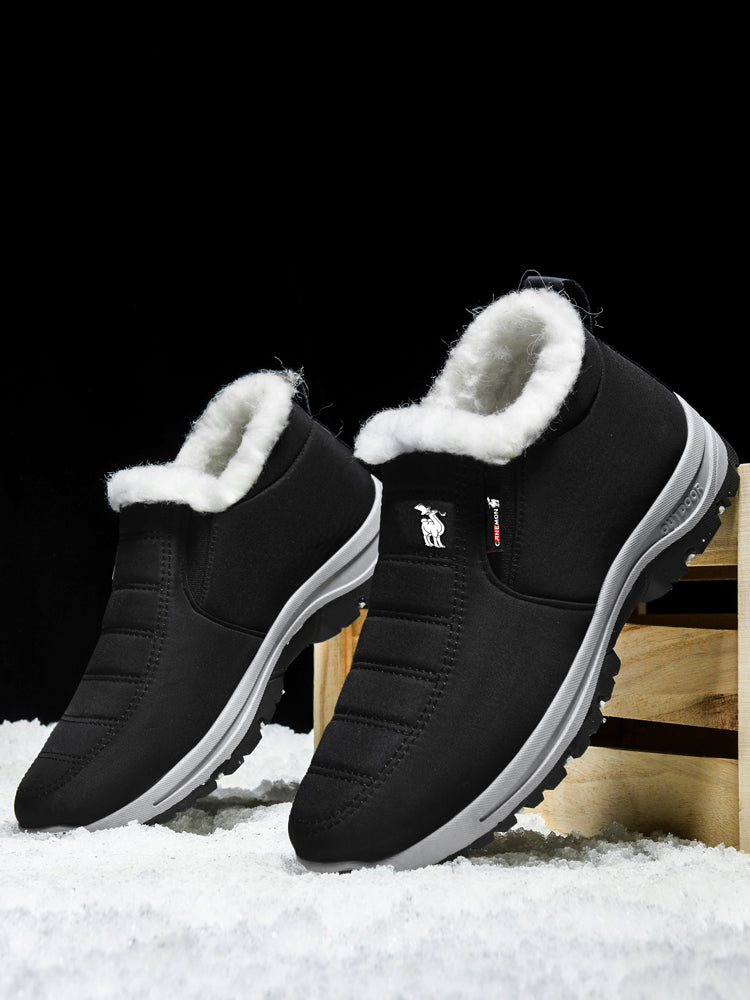 CANEMON 2139 men's fleece-lined winter ankle shoes Black view 5
