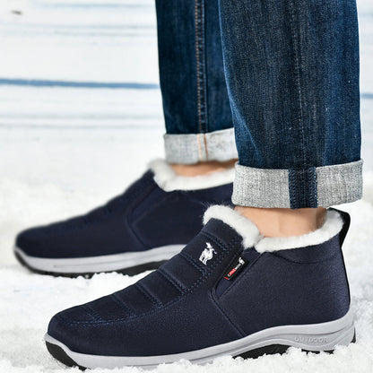 CANEMON 2139 men's fleece-lined slip-on winter ankle shoe Navy view 6
