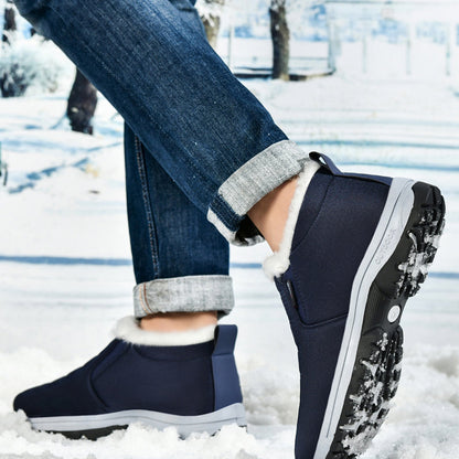 CANEMON 2139 men's fleece-lined slip-on winter ankle shoe Navy view 7