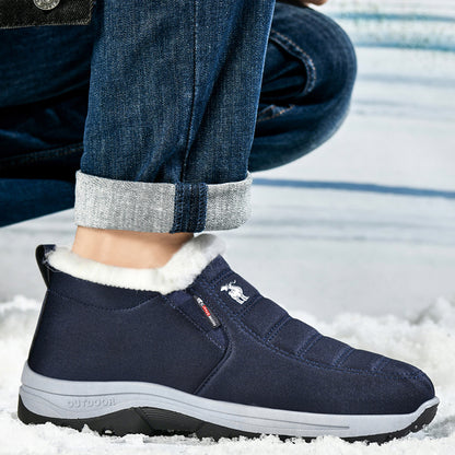CANEMON 2139 navy fleece-lined slip-on winter shoe detail