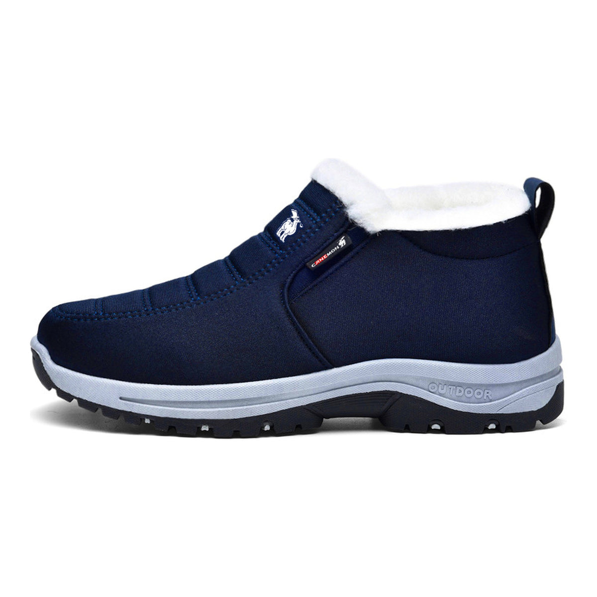 CANEMON 2139 men's fleece-lined slip-on winter ankle shoe Navy view 1