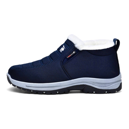 CANEMON 2139 men's fleece-lined slip-on winter ankle shoe Navy view 1