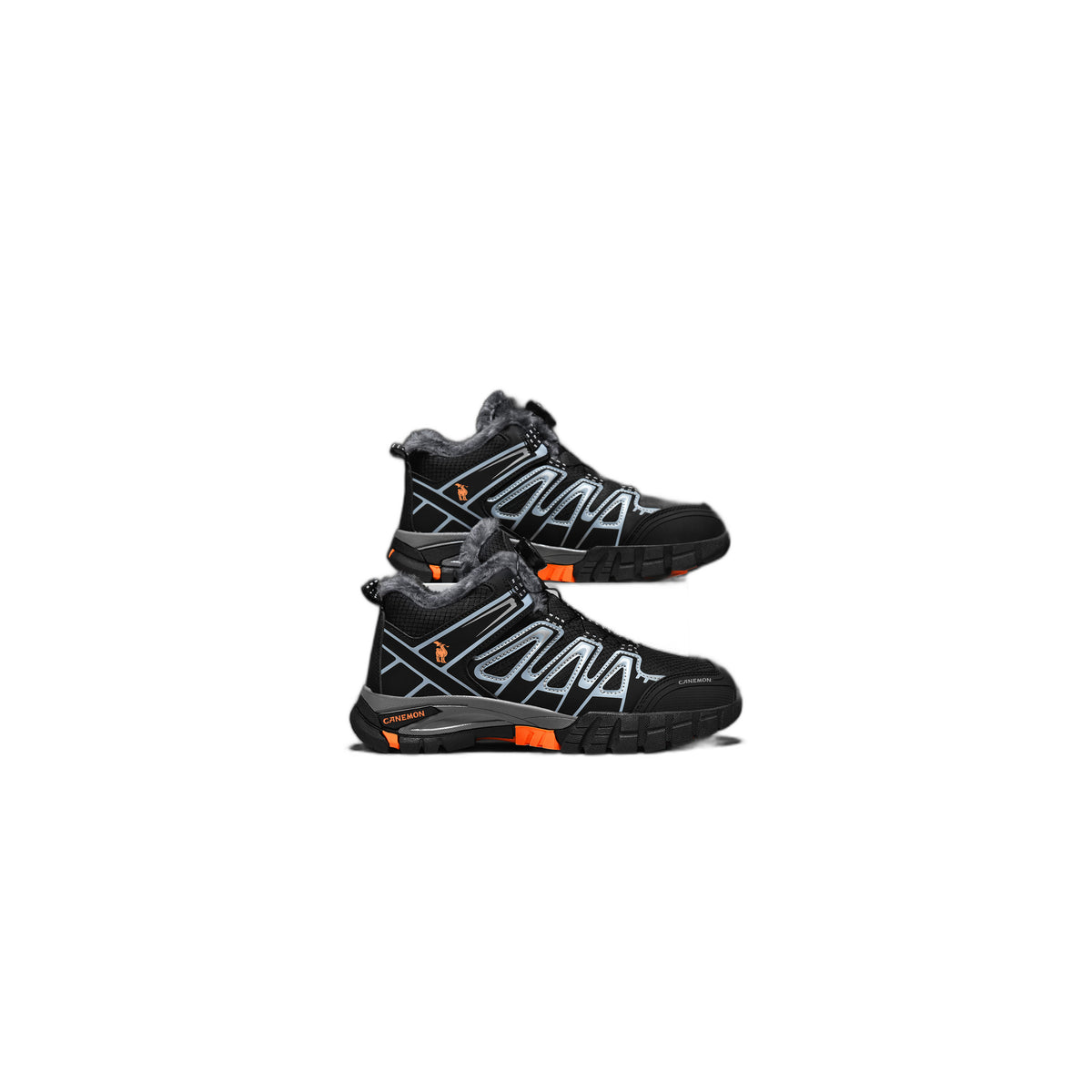 CANEMON 2939 men's fleece-lined winter walking shoes in Black - main view