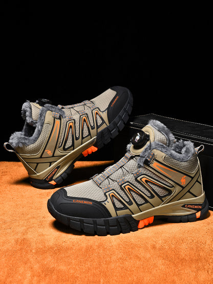 CANEMON 2939 men's fleece-lined winter walking shoes in Brown - view 1