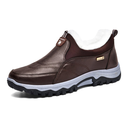 CANEMON 3351 brown fleece-lined slip-on shoes, view 01
