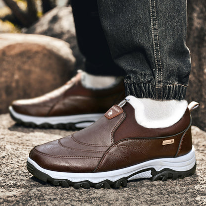 CANEMON 3351 brown fleece-lined slip-on shoes, view 03