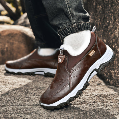 CANEMON 3351 brown fleece-lined slip-on shoes, view 04