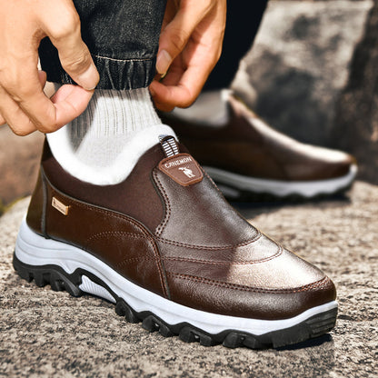 CANEMON 3351 brown fleece-lined slip-on shoes, view 05