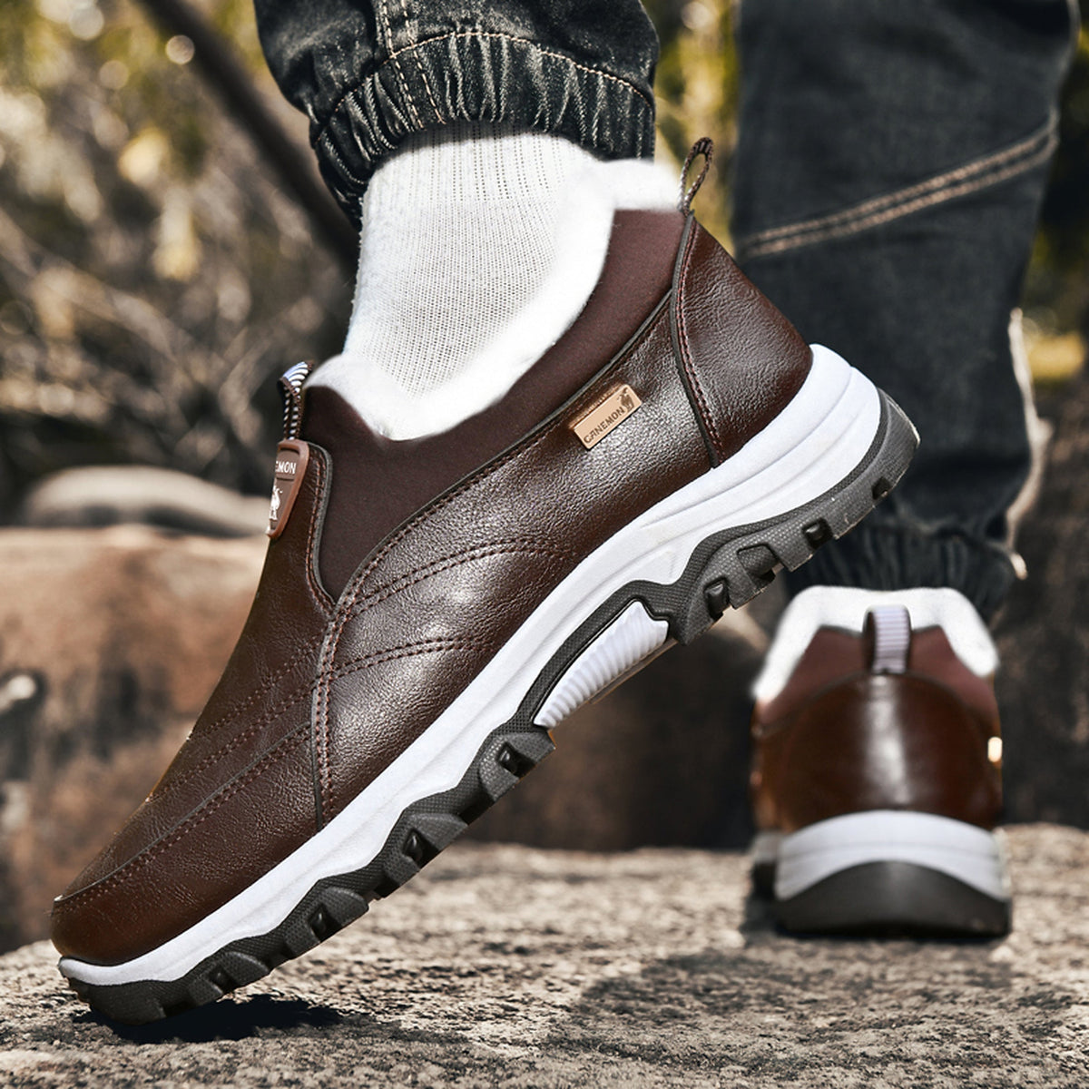 CANEMON 3351 brown fleece-lined slip-on shoes, view 06