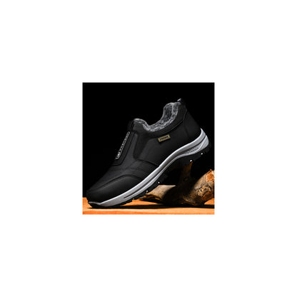 CANEMON 3371 Black fleece-lined winter slip-on shoes 02 view