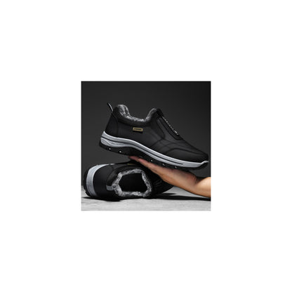 CANEMON 3371 Black fleece-lined winter slip-on shoes 03 view