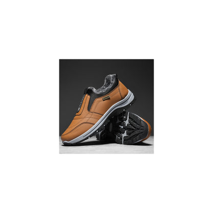 CANEMON 3371 Brown fleece-lined winter slip-on shoes 01 view
