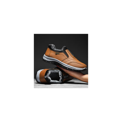 CANEMON 3371 Brown fleece-lined winter slip-on shoes 03 view