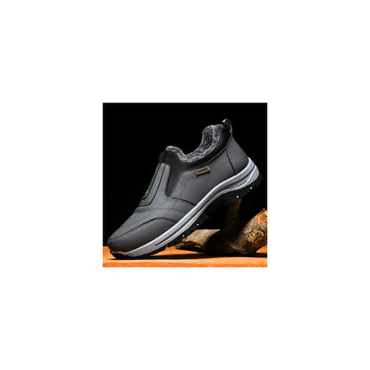 CANEMON 3371 Gray fleece-lined winter slip-on shoes 02 view