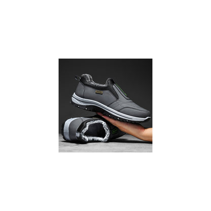 CANEMON 3371 Gray fleece-lined winter slip-on shoes 03 view