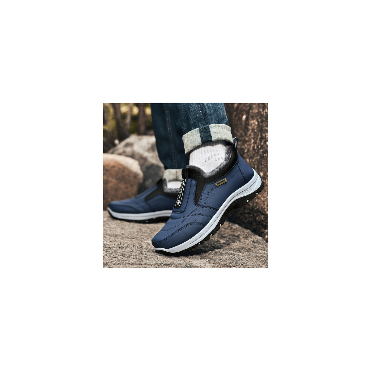 CANEMON 3371 Navy fleece-lined winter slip-on shoes 06 view