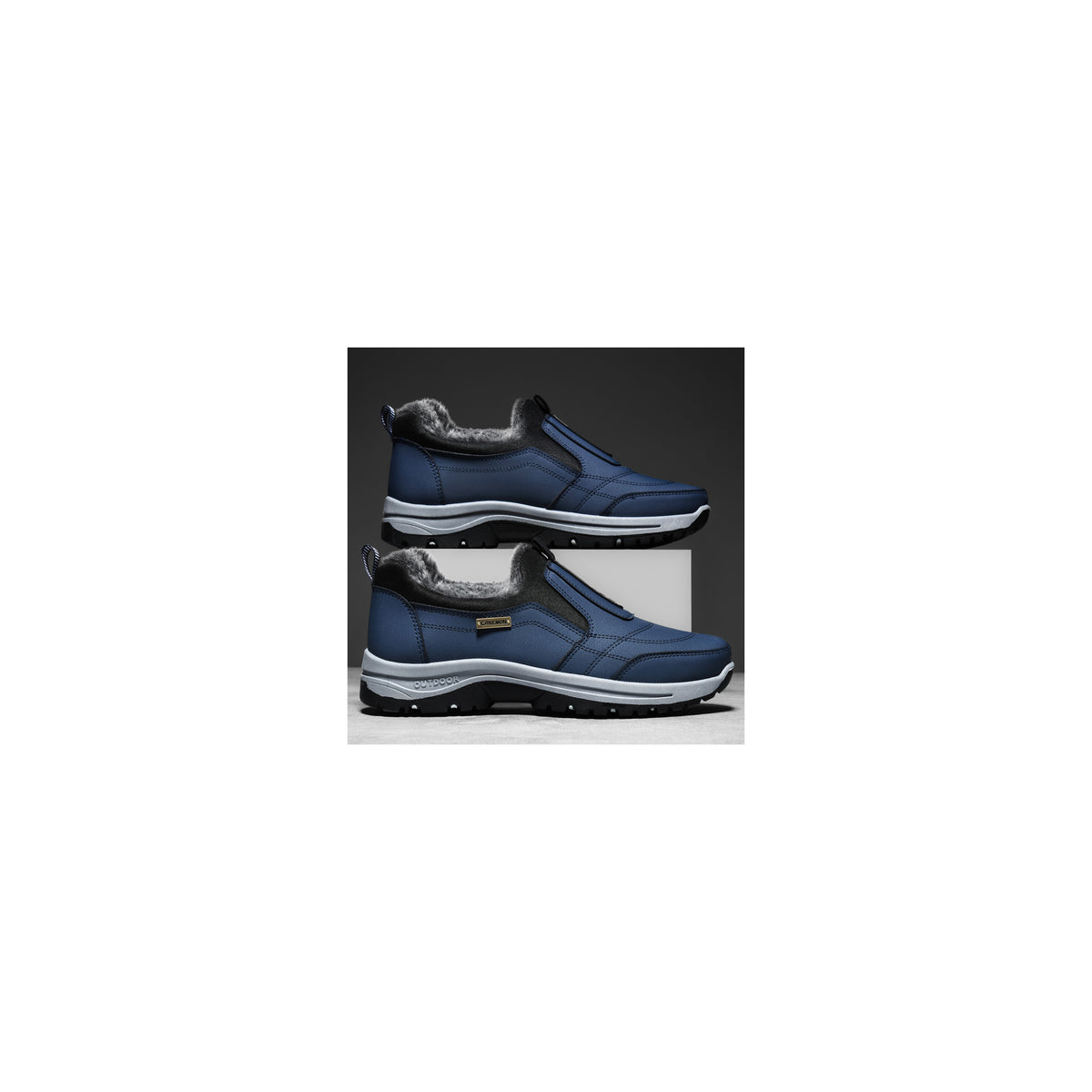 CANEMON 3371 Navy fleece-lined winter slip-on shoes main view