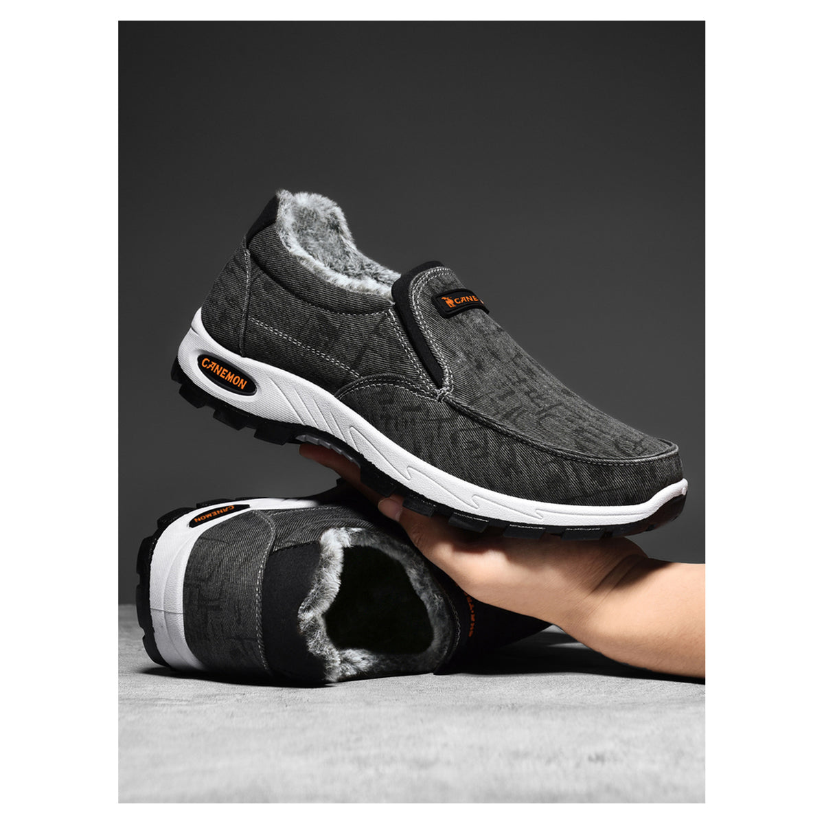 CANEMON 339 black plush-lined slip-on shoe, manufacturer photo 02