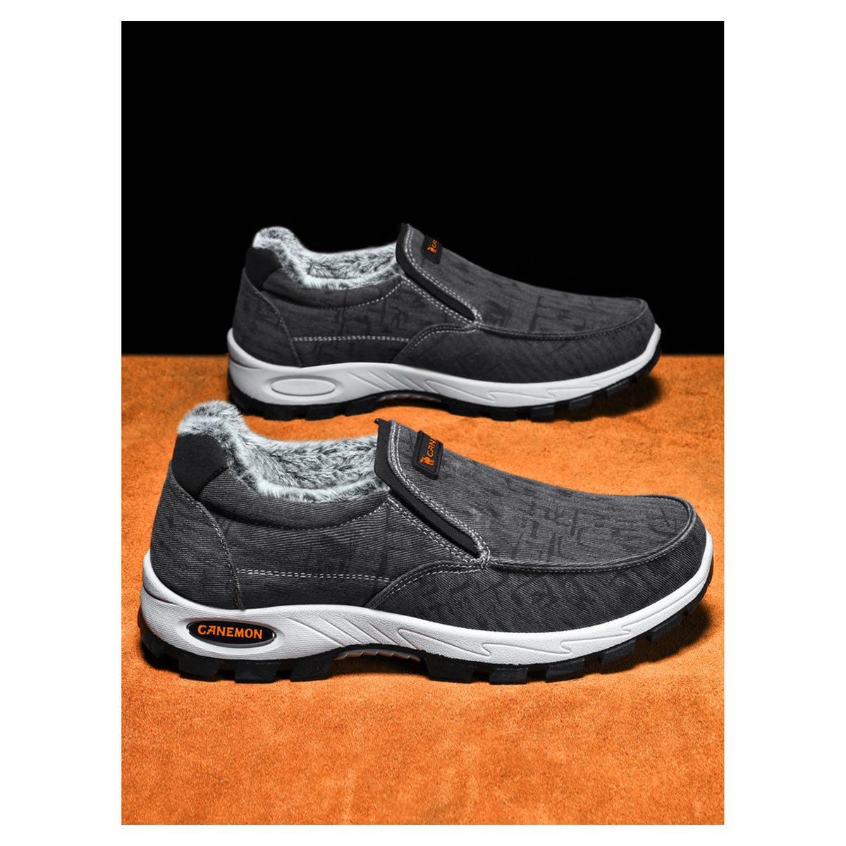 CANEMON 339 black plush-lined slip-on shoe, manufacturer photo 05