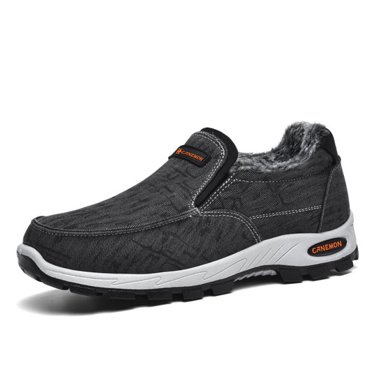 CANEMON 339 black plush-lined slip-on shoe on white background