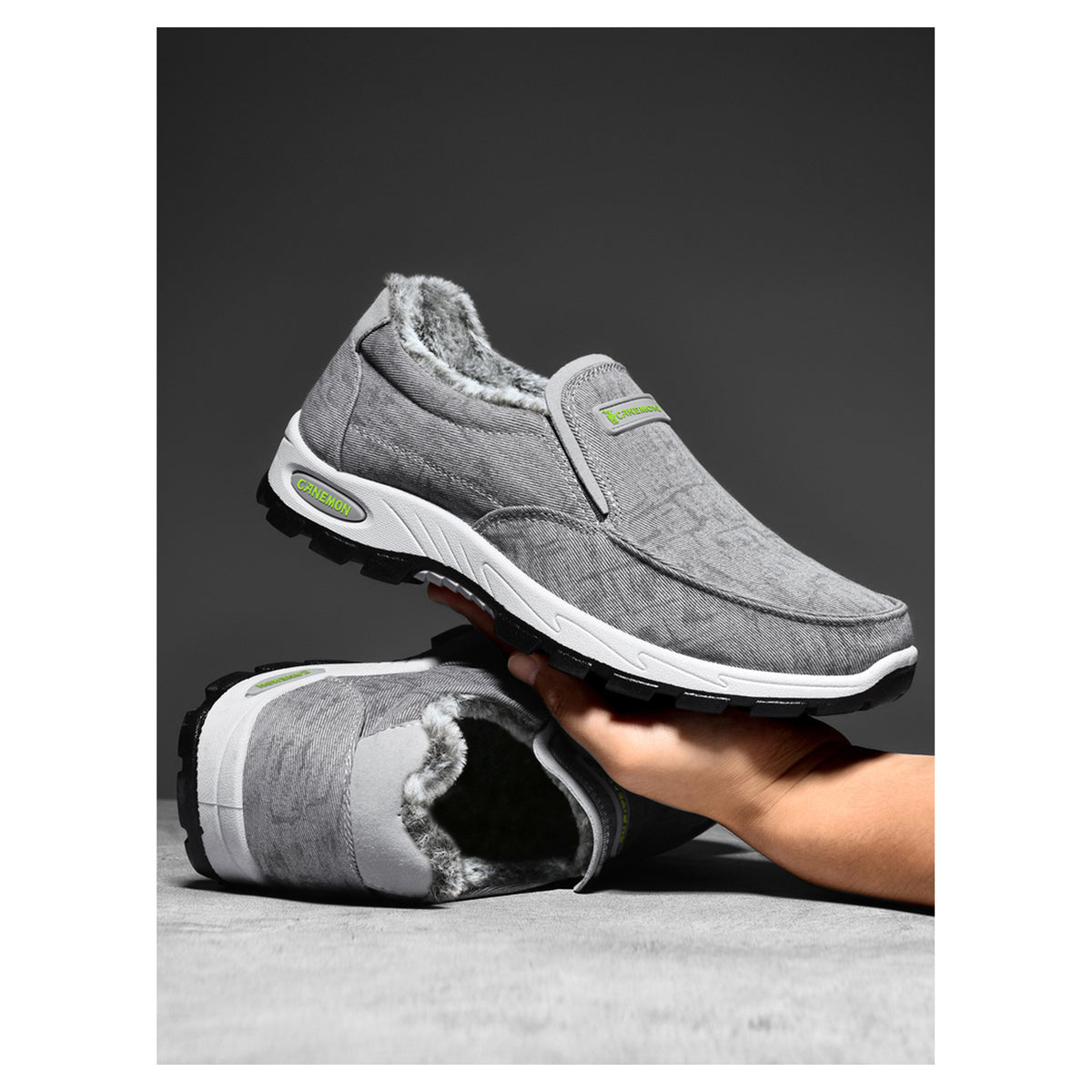 CANEMON 339 gray plush-lined slip-on shoe, manufacturer photo 02