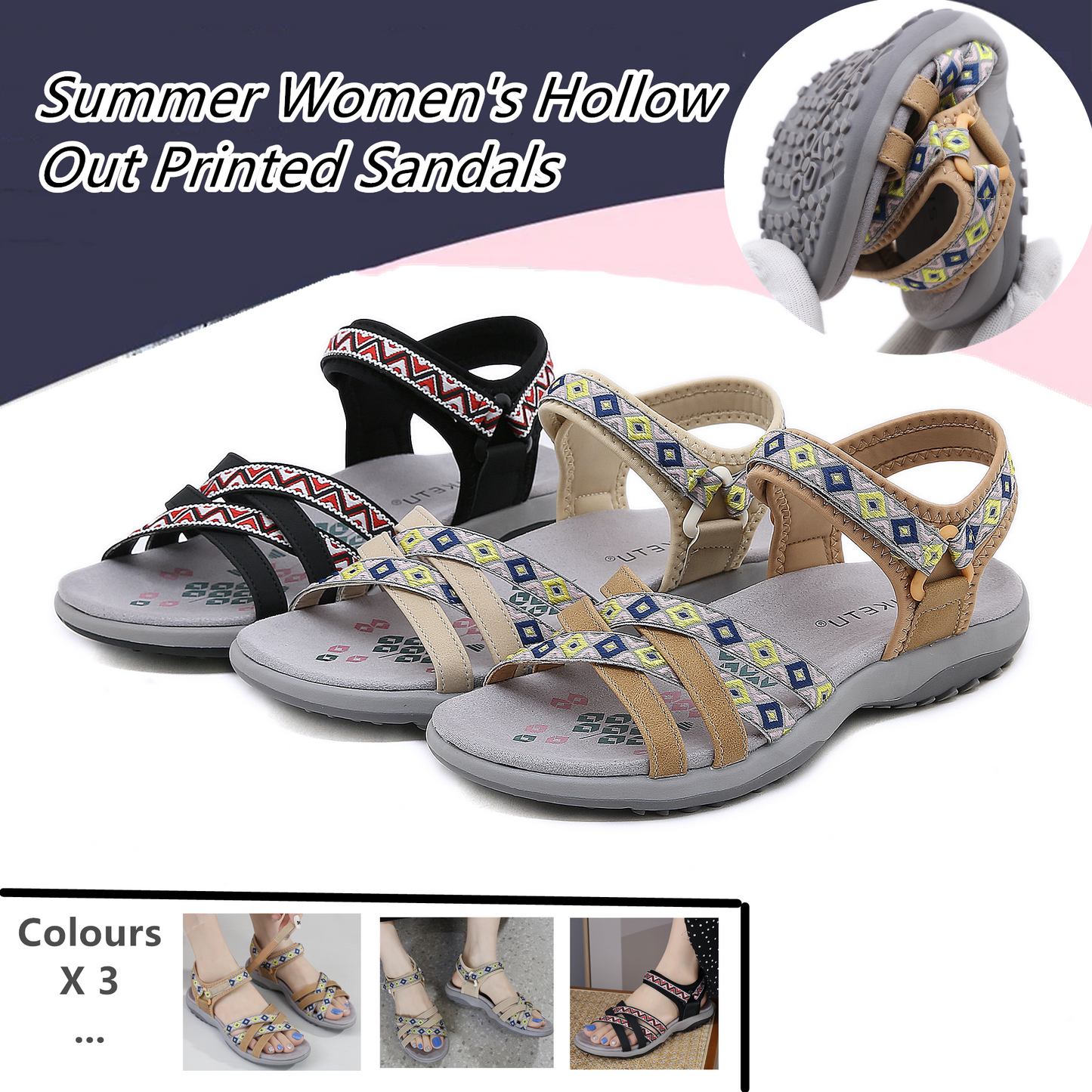 Summer Women's Hollow Out Printed Sandals
