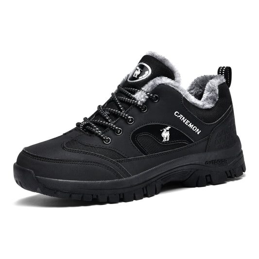 CANEMON Men's Fleece-Lined Winter Walking Shoes 6691 in Black