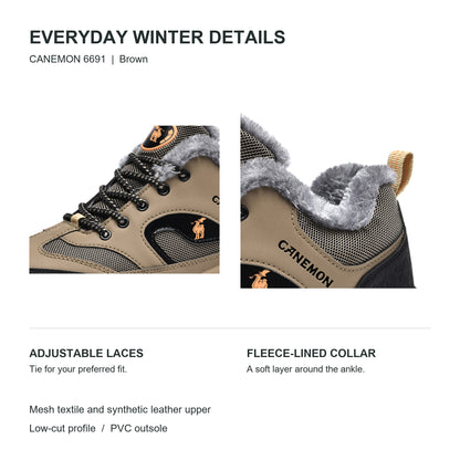 CANEMON Men's Fleece-Lined Winter Walking Shoes 6691 in Brown, view 9