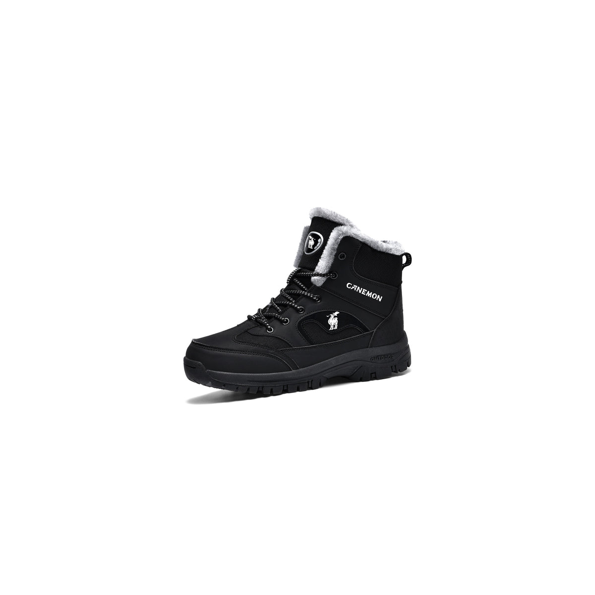 CANEMON 6692 men's black winter boots angle view