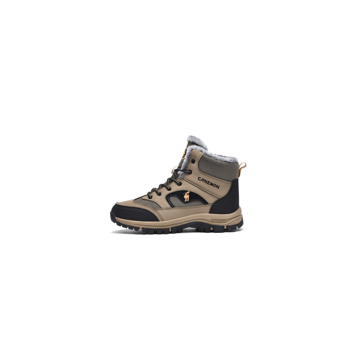 CANEMON 6692 men's brown fleece-lined winter ankle boots