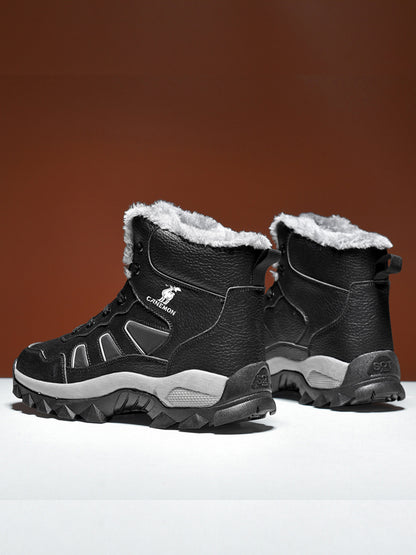 CANEMON men's black fleece-lined winter boots
